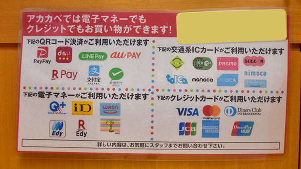 アカカベ薬局　常盤町店のクレカ/電子マネー/スマホ決済対応