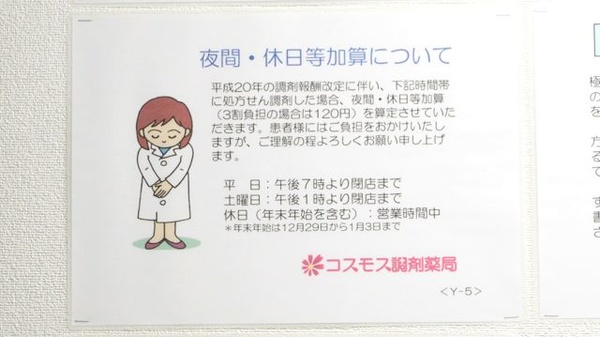 コスモス調剤薬局 神宮東店の夜間休日対応