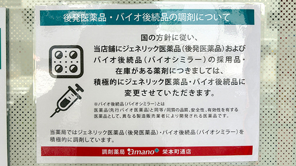調剤薬局ａｍａｎｏ栄本町通店のジェネリック対応