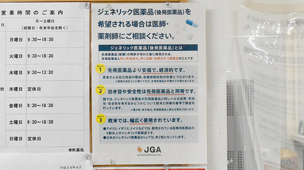 幸町薬局のジェネリック対応
