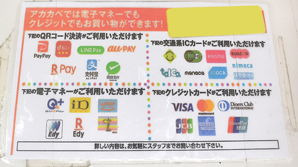 アカカベ薬局　木田町店のクレカ/電子マネー/スマホ決済対応