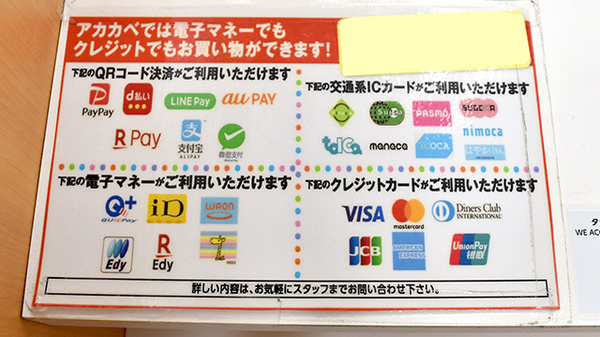 アカカベ薬局　守口松下町店のクレカ/電子マネー/スマホ決済対応