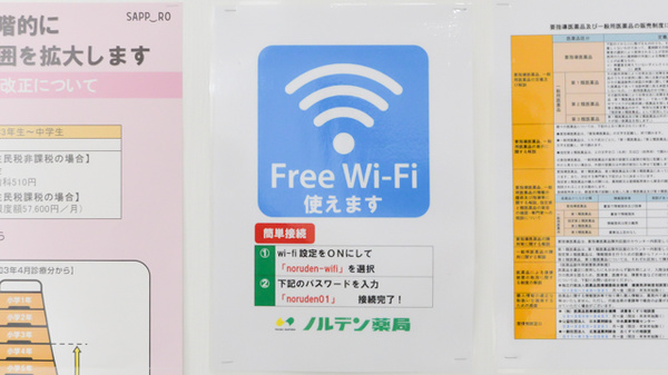 ノルデン薬局新川店のWi-Fiサービス